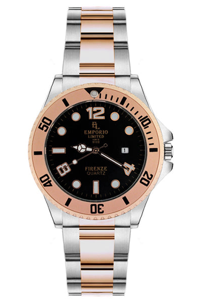 EMPORIO LIMITED - FLORENCE QUARTZ WATCH SILVER/BLACK/ROSE GOLD - 1267