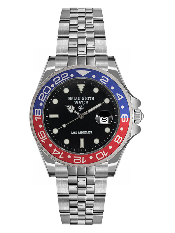 Brian Smith - Orologio Al Quarzo Los Angeles Argento/Nero/Blu/Rosso - 1267