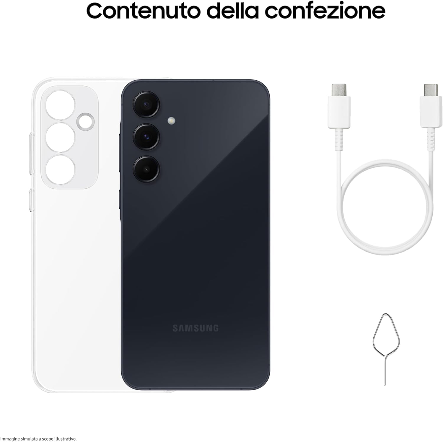 Samsung Galaxy A55 5G 8Gb Ram 256Gb Dual Sim Navy + Cover Clear Case Omaggio