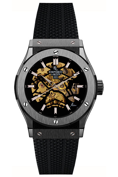 EMPORIO LIMITED - AUTOMATIC MILAN BLACK RUBBER WATCH - 1281