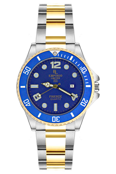 EMPORIO LIMITED - FLORENCE QUARTZ WATCH SILVER/GOLD/BLUE - 1267