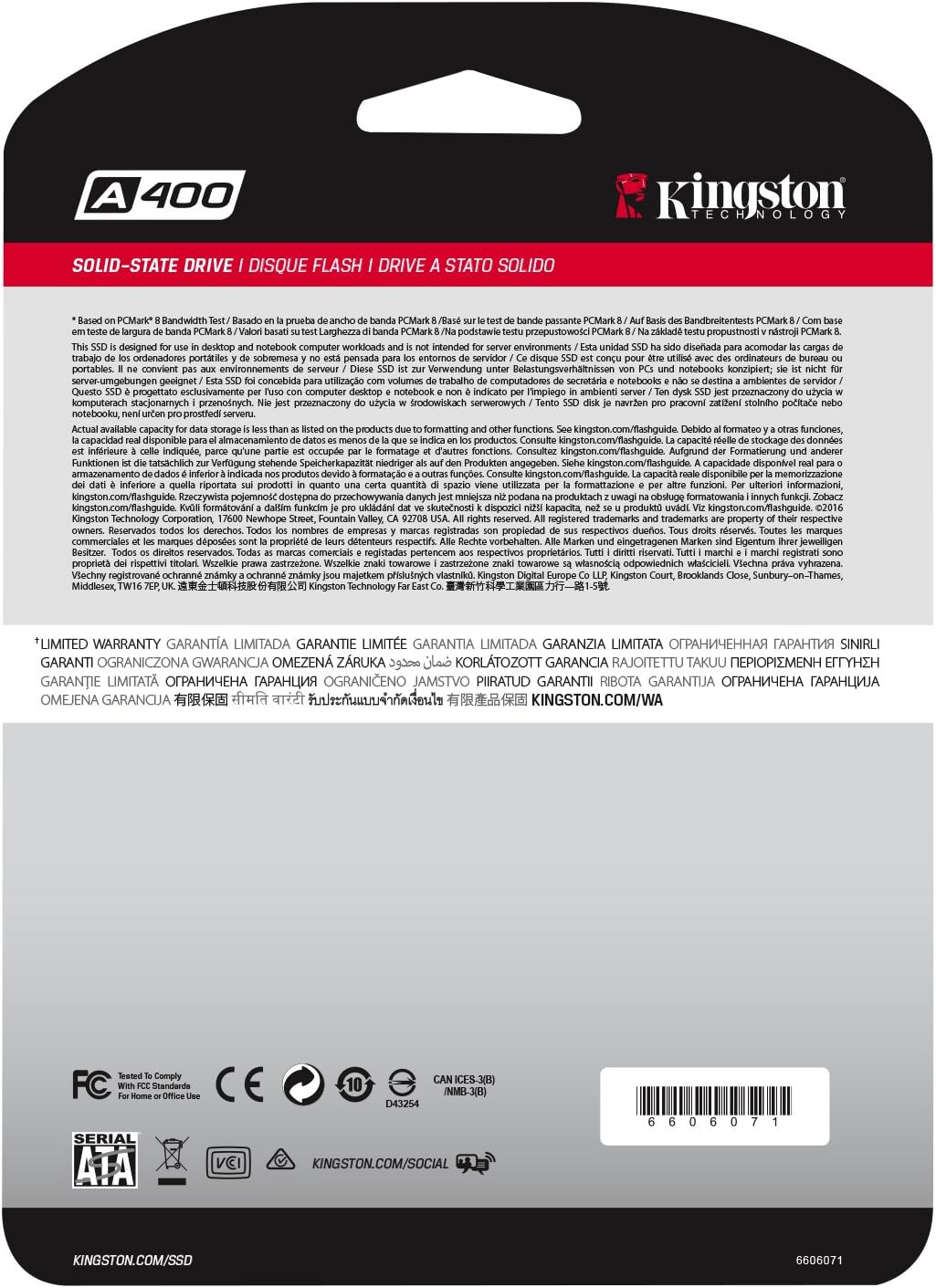 Kingston A400 Ssd Interno Da 2,5 Pollici 480Gb SA400S37/480G