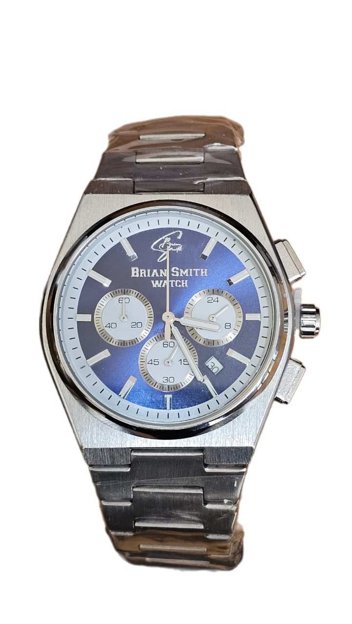 Brian Smith - Orologio Cronometro New York Argento/Blu - 3184