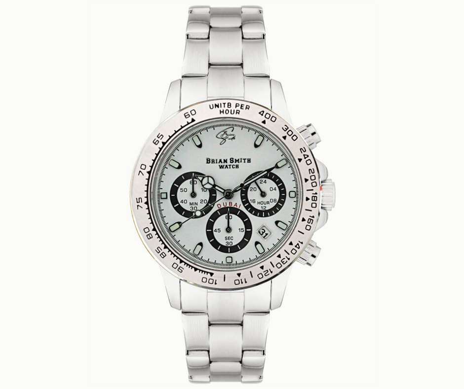 Brian Smith - Orologio Cronografo Dubai Argento/Bianco- 2224