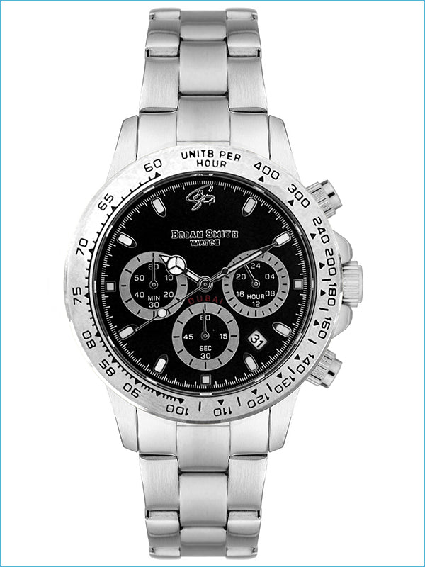 Brian Smith - Orologio Cronografo Dubai Argento/Nero - 2224