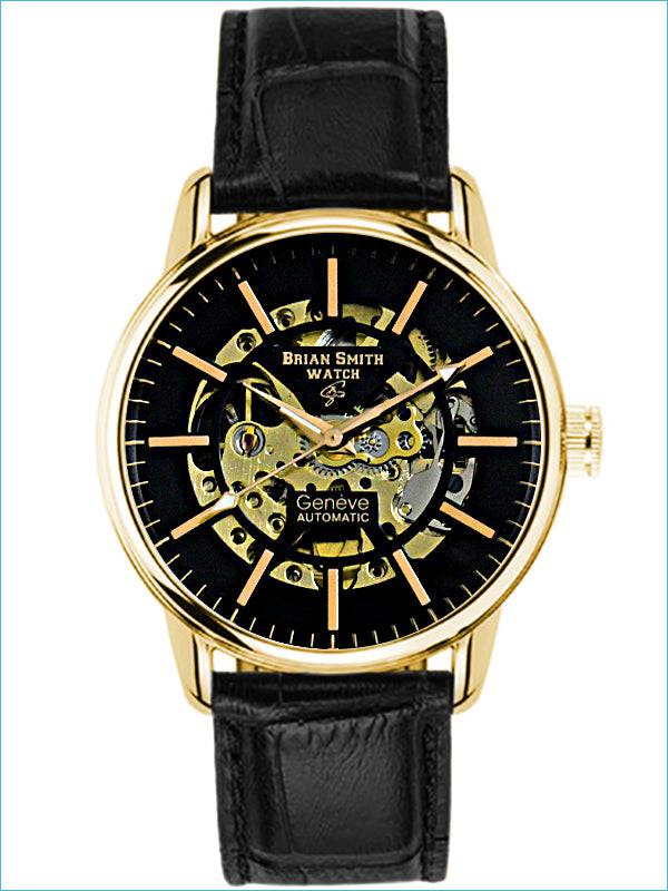 BRIAN SMITH - AUTOMATIC GENEVE BLACK/GOLD WATCH - 1722