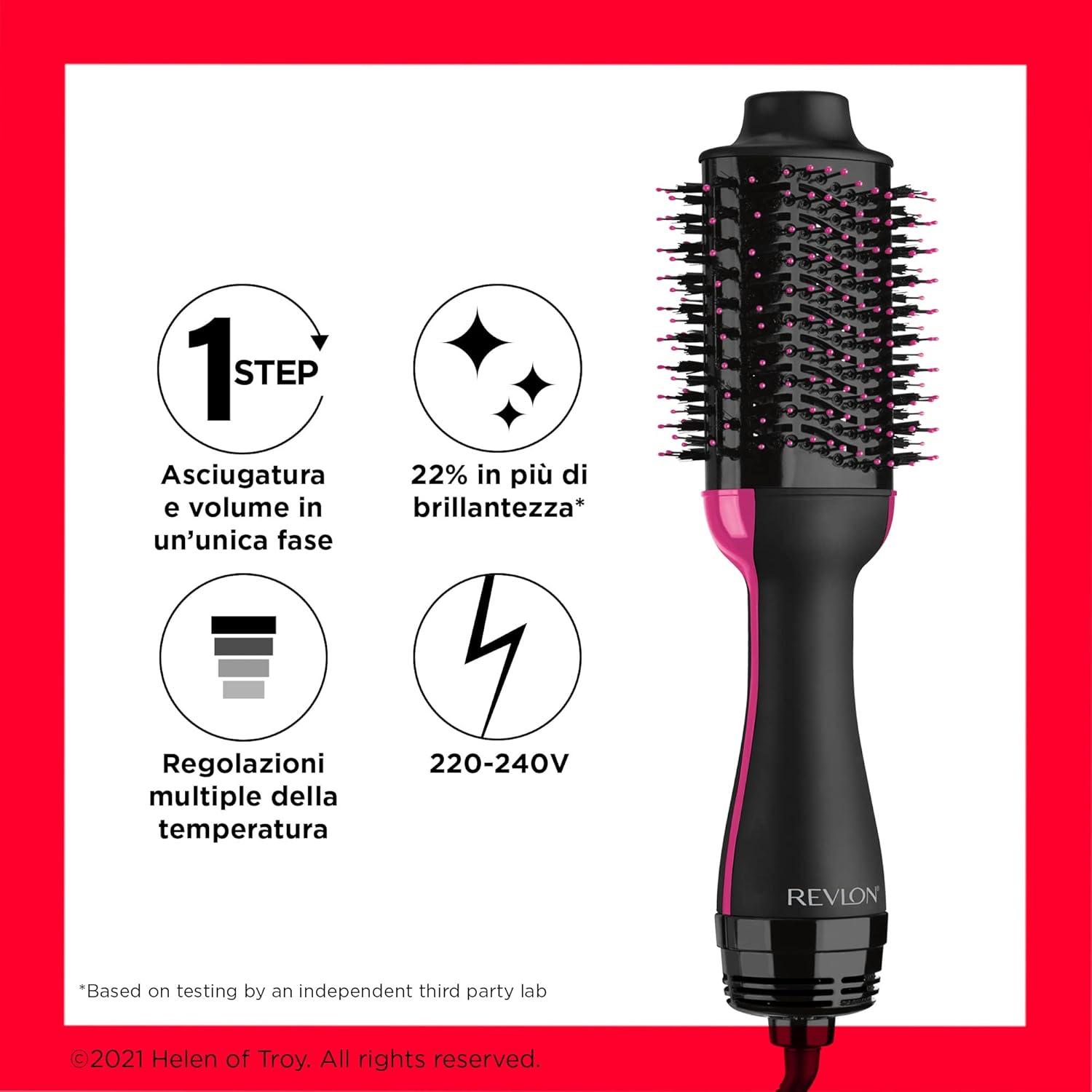 Revlon Spazzola One-Step Asciugacapelli e Volumizzante Nero/Rosa RVDR5222E USATO