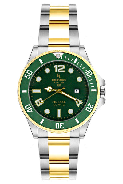 EMPORIO LIMITED - FLORENCE QUARTZ WATCH SILVER/GOLD/GREEN - 1267