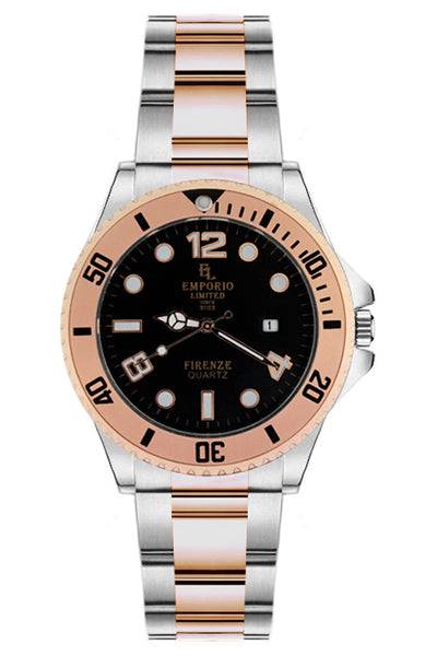 Emporio Limited - Orologio Al Quarzo Firenze Argento/Nero/Oro Rosa - 1267