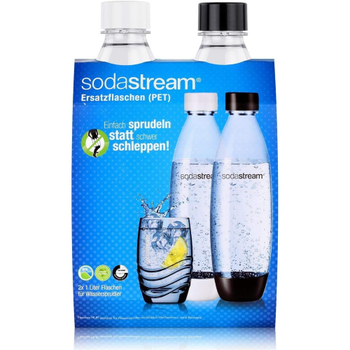 SODASTREAM BLACK AND WHITE PET BOTTLE 1L 2PIECES