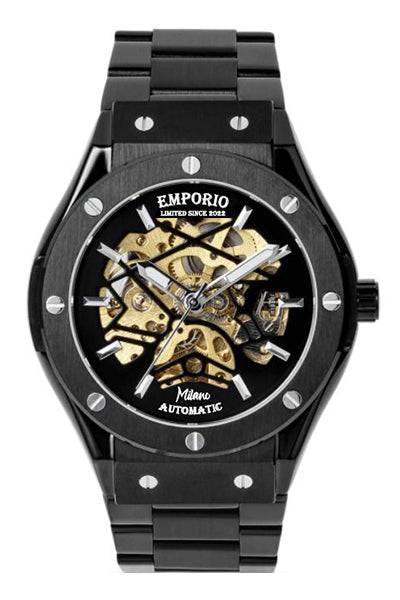 EMPORIO LIMITED - AUTOMATIC MILAN BLACK STEEL WATCH - 1281