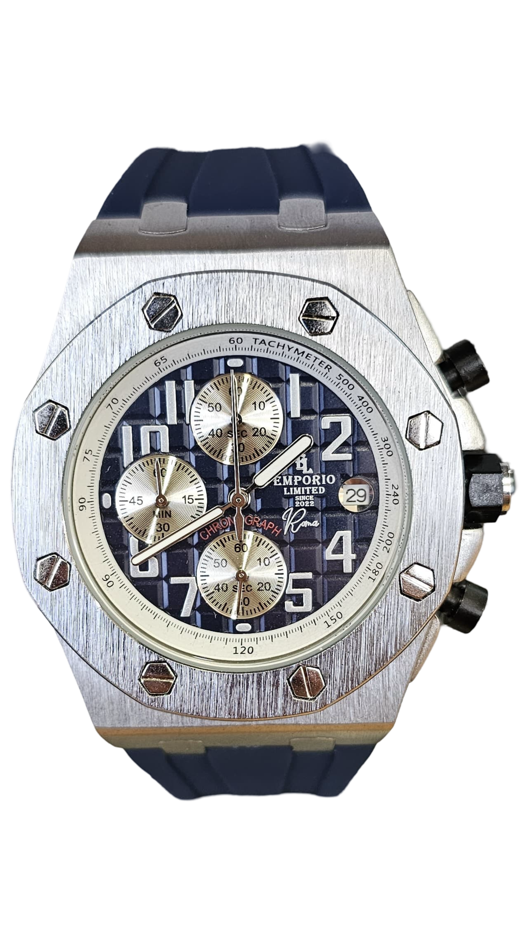 EMPORIO LIMITED - ROMA BLUE/SILVER STOPWATCH WATCH - 3501