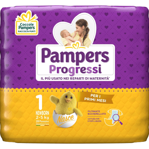 PAMPERS PROGRESSI NEWBORN DIAPERS 1 SIZE 2-5 KG 28PCS