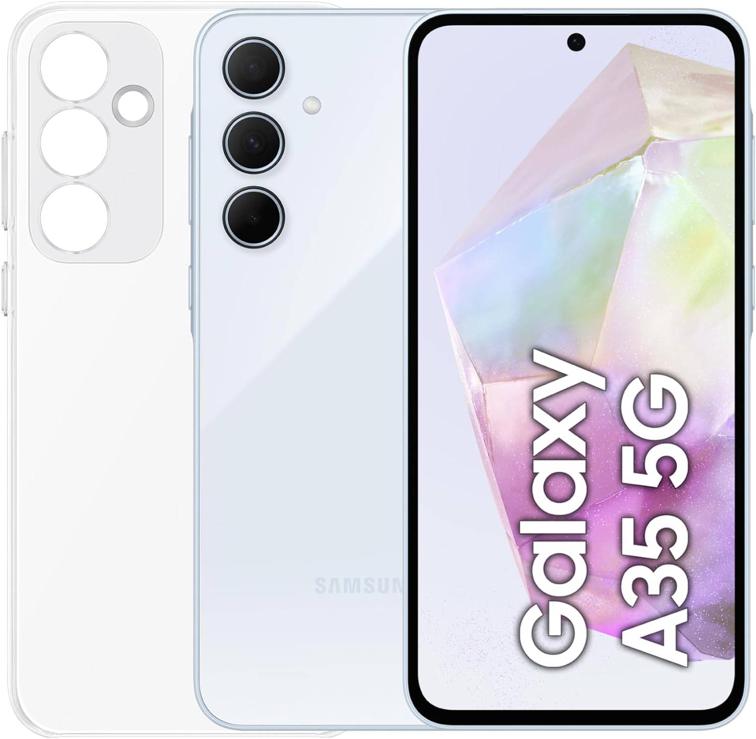 Samsung Galaxy A35 5G 8Gb Ram 256Gb Dual Sim Awesome Iceblu + Cover Clear Case Omaggio